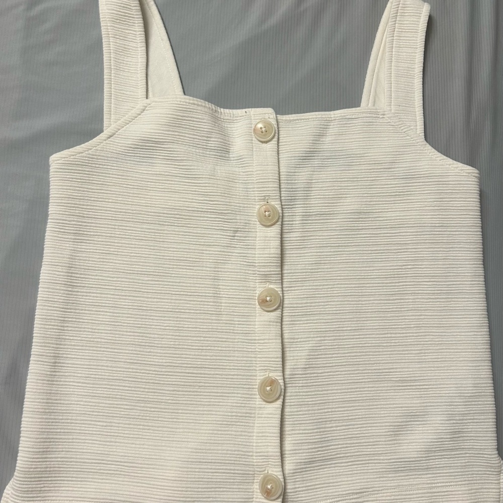 J. Crew Cream Button-Front Tank Top